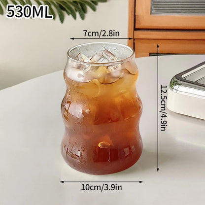 Transparent Glass Cup Exquisite Heat-resistant Tumbler Tea Juice Milk Coffee Mug Water Glasses Stripe Mug Drinkware 350ml-865ml