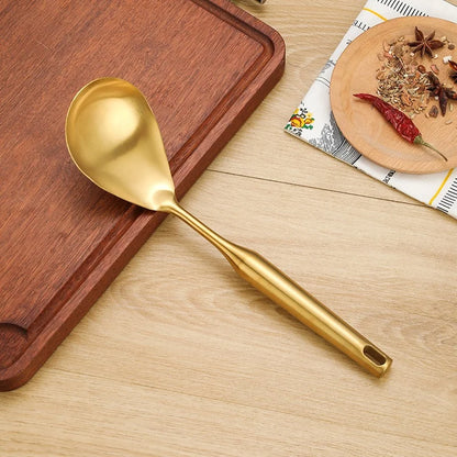 1/7Pcs Stainless Steel Kitchenware Creative Gold Soup Spoon Noodle Colander Hot Pot Spoon Rice Spoon Kitchen Cooking Frying Tool