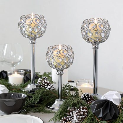 1PC Elegant Gold Silver Metal Glass Candle Holder Tealight Candlestick Wedding Table Centerpiece Home Decoration