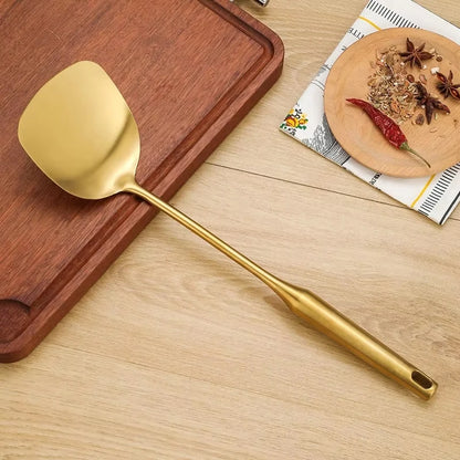 1/7Pcs Stainless Steel Kitchenware Creative Gold Soup Spoon Noodle Colander Hot Pot Spoon Rice Spoon Kitchen Cooking Frying Tool