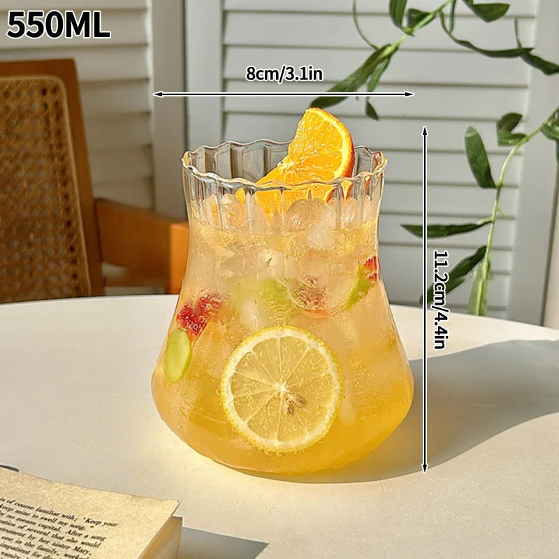 Transparent Glass Cup Exquisite Heat-resistant Tumbler Tea Juice Milk Coffee Mug Water Glasses Stripe Mug Drinkware 350ml-865ml