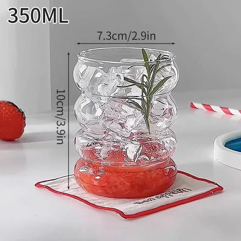 Transparent Glass Cup Exquisite Heat-resistant Tumbler Tea Juice Milk Coffee Mug Water Glasses Stripe Mug Drinkware 350ml-865ml
