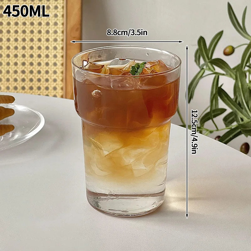 Transparent Glass Cup Exquisite Heat-resistant Tumbler Tea Juice Milk Coffee Mug Water Glasses Stripe Mug Drinkware 350ml-865ml