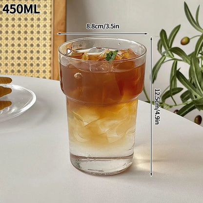 Transparent Glass Cup Exquisite Heat-resistant Tumbler Tea Juice Milk Coffee Mug Water Glasses Stripe Mug Drinkware 350ml-865ml