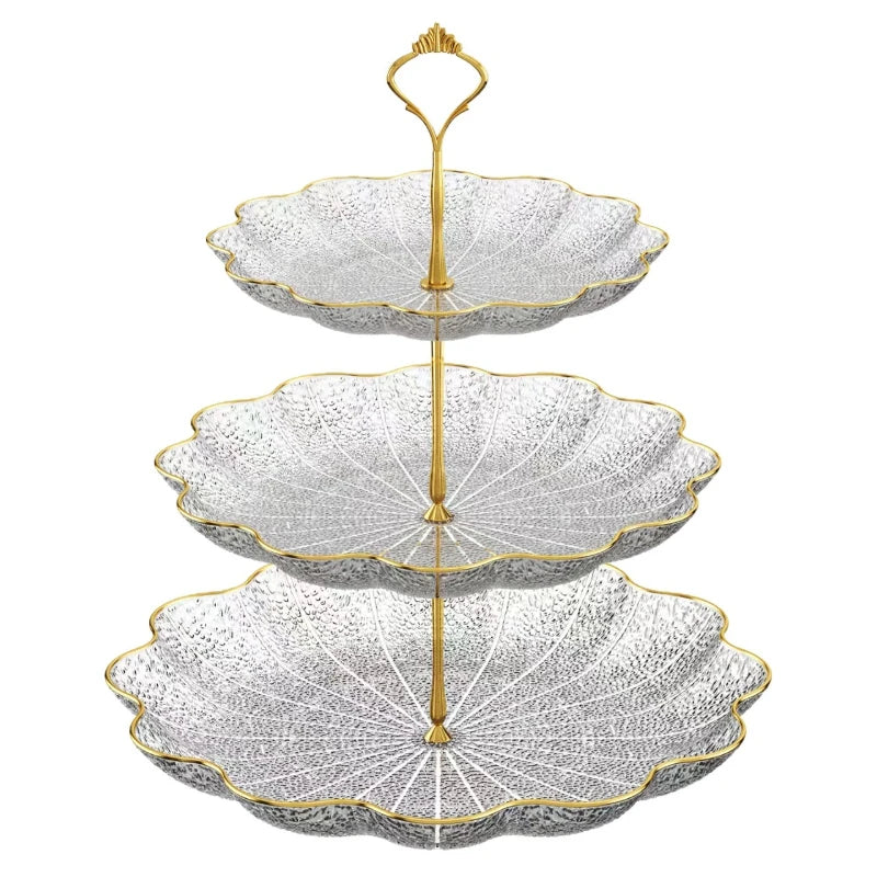 Lotus Leaf Three-layer Dessert Snack Tray Creative Living Room Home Afternoon Tea Candy Fruit Cake Tray Party Restaurant