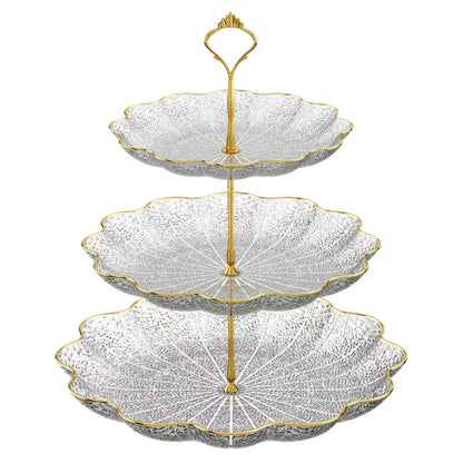 Lotus Leaf Three-layer Dessert Snack Tray Creative Living Room Home Afternoon Tea Candy Fruit Cake Tray Party Restaurant
