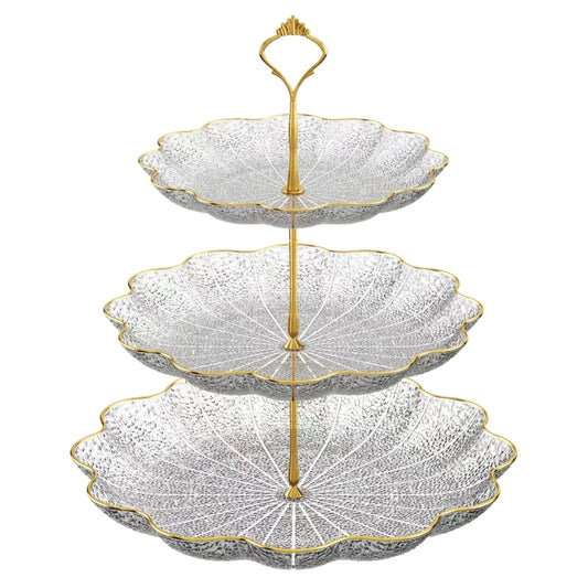 Lotus Leaf Three-layer Dessert Snack Tray Creative Living Room Home Afternoon Tea Candy Fruit Cake Tray Party Restaurant
