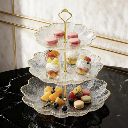 Lotus Leaf Three-layer Dessert Snack Tray Creative Living Room Home Afternoon Tea Candy Fruit Cake Tray Party Restaurant