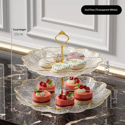 Lotus Leaf Three-layer Dessert Snack Tray Creative Living Room Home Afternoon Tea Candy Fruit Cake Tray Party Restaurant