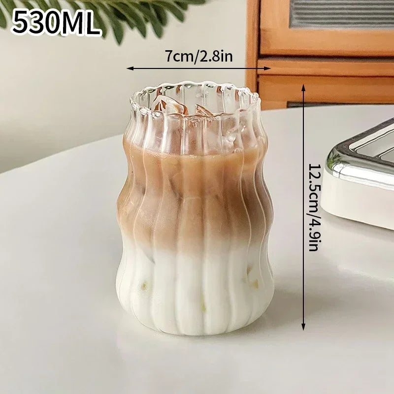 Transparent Glass Cup Exquisite Heat-resistant Tumbler Tea Juice Milk Coffee Mug Water Glasses Stripe Mug Drinkware 350ml-865ml
