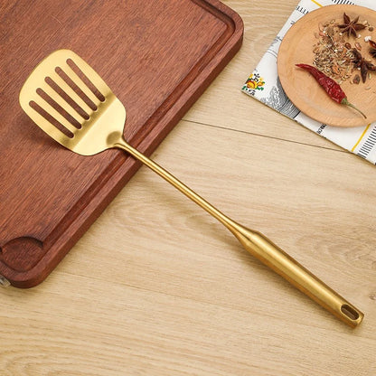 1/7Pcs Stainless Steel Kitchenware Creative Gold Soup Spoon Noodle Colander Hot Pot Spoon Rice Spoon Kitchen Cooking Frying Tool