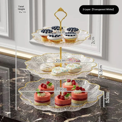 Lotus Leaf Three-layer Dessert Snack Tray Creative Living Room Home Afternoon Tea Candy Fruit Cake Tray Party Restaurant
