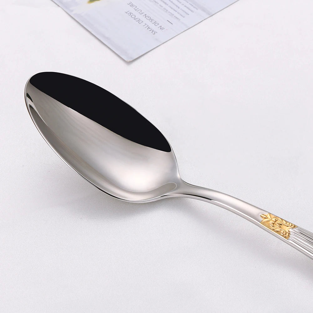 4/8/12/16/20 Pieces Gold Plated Luxury Silverware Flatware Dishwasher Safe 18/10 Stainless Steel Cutlery Set For Home Wedding