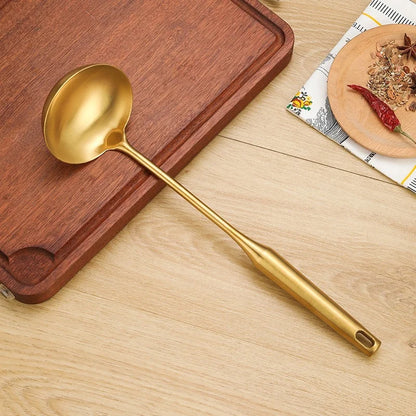 1/7Pcs Stainless Steel Kitchenware Creative Gold Soup Spoon Noodle Colander Hot Pot Spoon Rice Spoon Kitchen Cooking Frying Tool