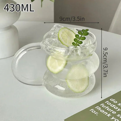 Transparent Glass Cup Exquisite Heat-resistant Tumbler Tea Juice Milk Coffee Mug Water Glasses Stripe Mug Drinkware 350ml-865ml