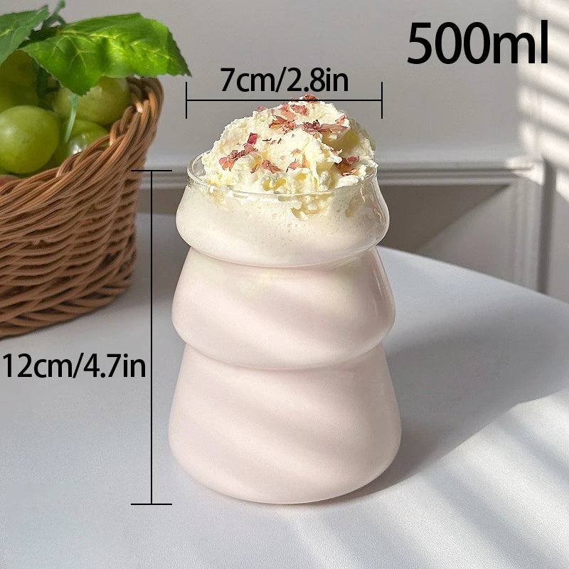Transparent Glass Cup Exquisite Heat-resistant Tumbler Tea Juice Milk Coffee Mug Water Glasses Stripe Mug Drinkware 350ml-865ml