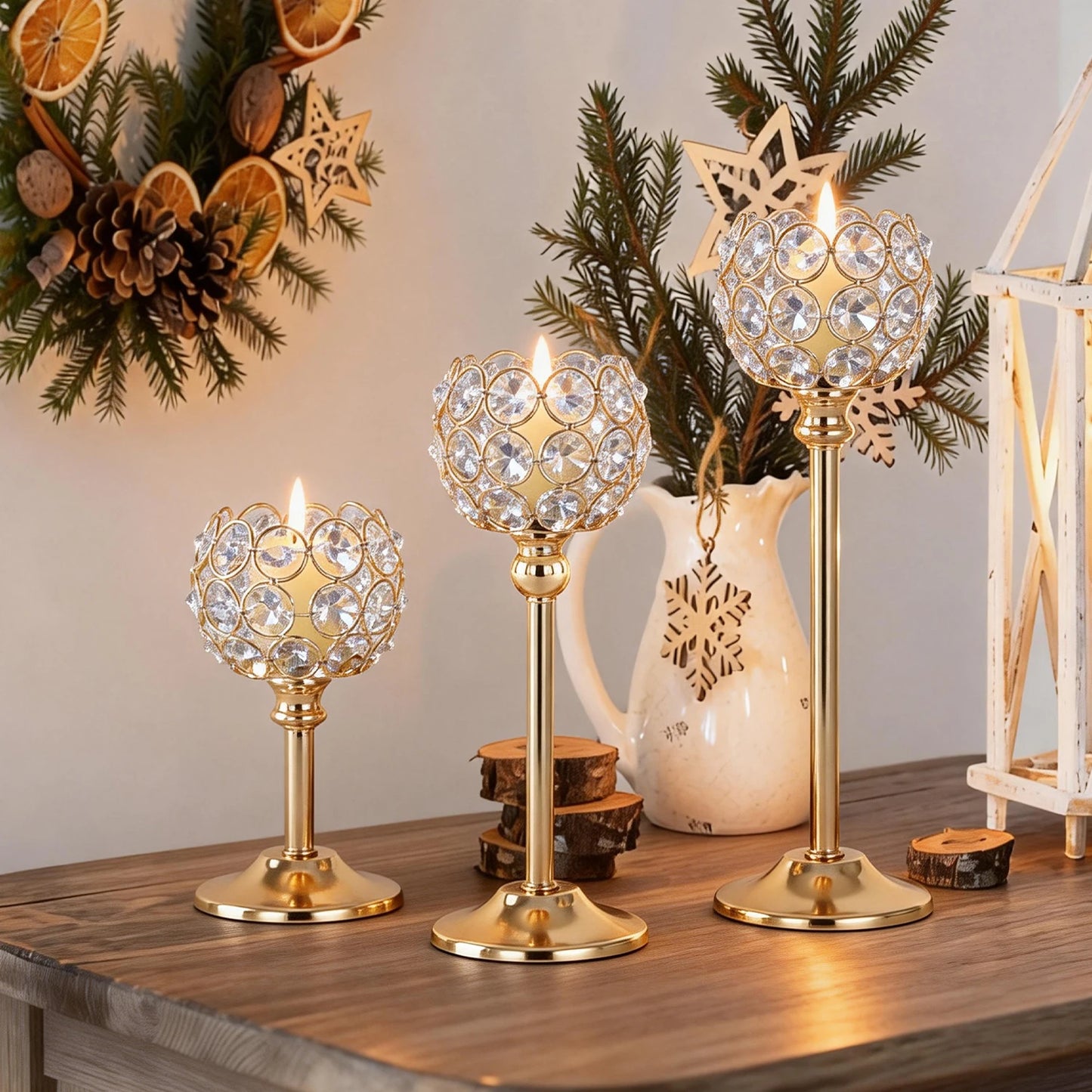 1PC Elegant Gold Silver Metal Glass Candle Holder Tealight Candlestick Wedding Table Centerpiece Home Decoration