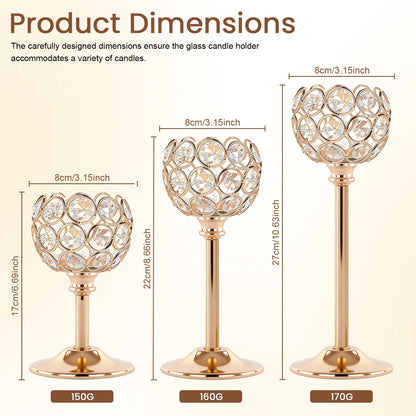 1PC Elegant Gold Silver Metal Glass Candle Holder Tealight Candlestick Wedding Table Centerpiece Home Decoration
